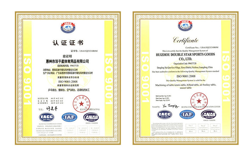 球盟会官网用品ISO认证证书